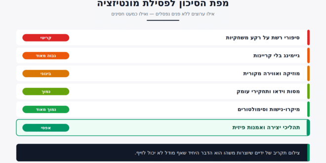 מפת סיכון לפסילת מונטיזציה ביוטיוב לפי סוג תוכן, מסיפורי רשת ועד תהליכי יצירה פיזיים